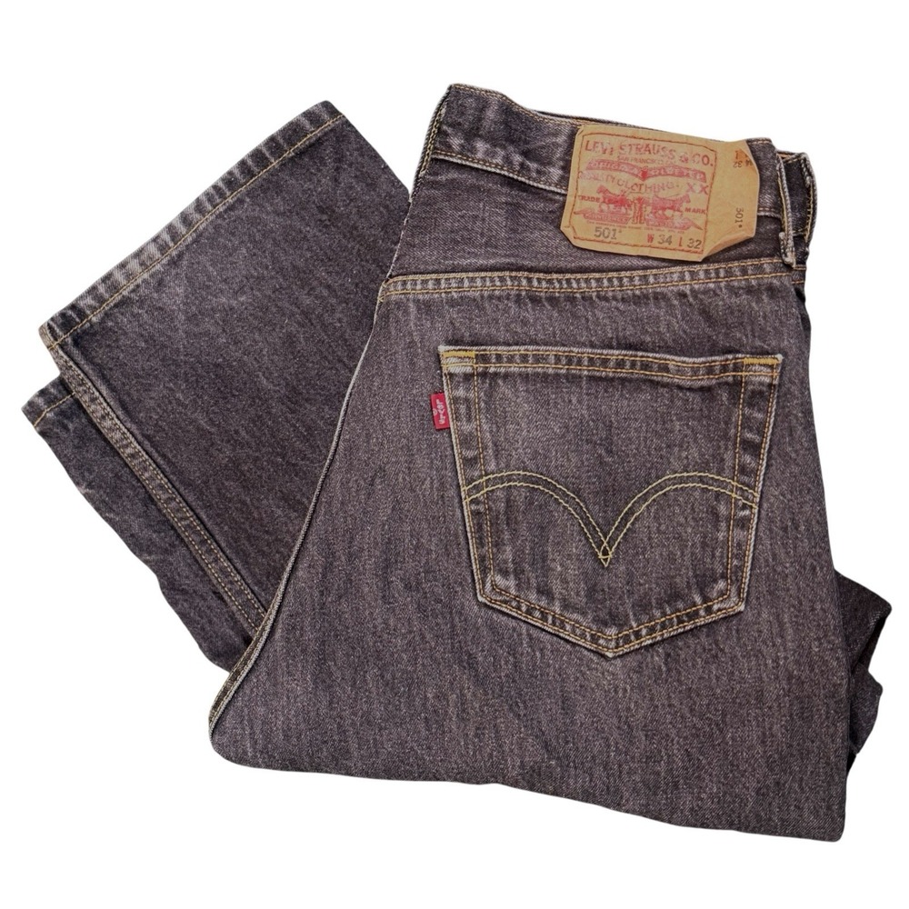 Vintage Y2K Levi's 501-0226 Jeans Black Stonewash Button Fly Straight Leg 34x32